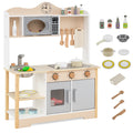 Wooden Play Kitchen Cooking Toy Playset for Kids-White