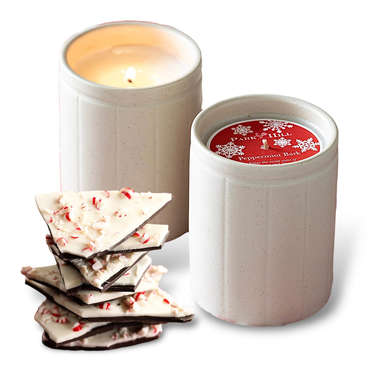 Peppermint Bark Natural Crock Candle