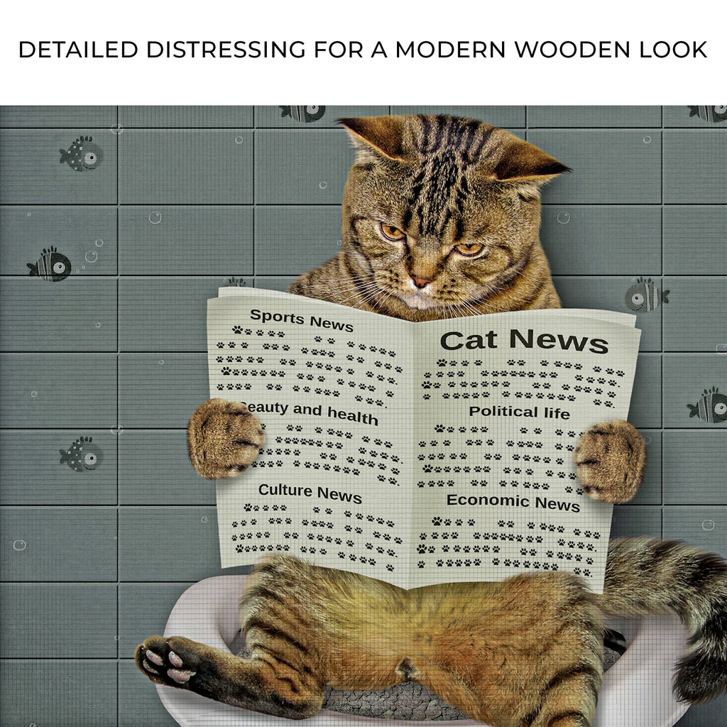 Cat Toilet Reading Newspaper Canvas Wall Art