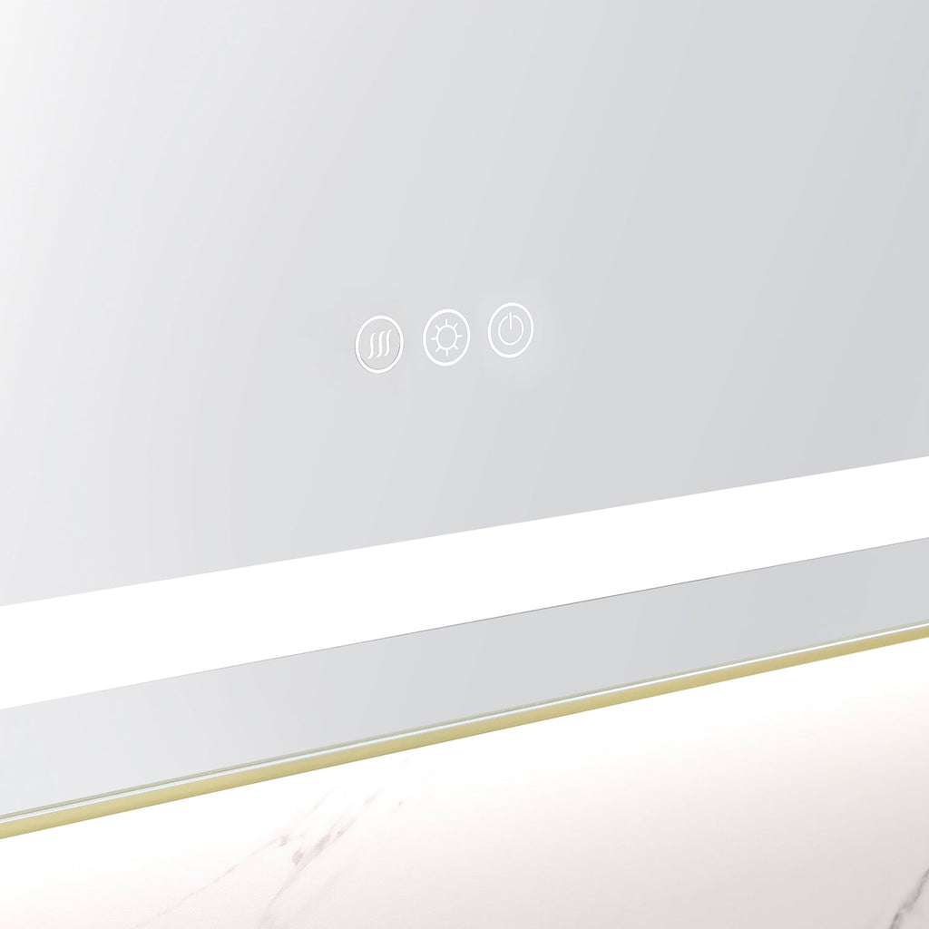 48" x 32" LED Bathroom Mirror with Front and Backlight - Brushed Gold or Gun Ash