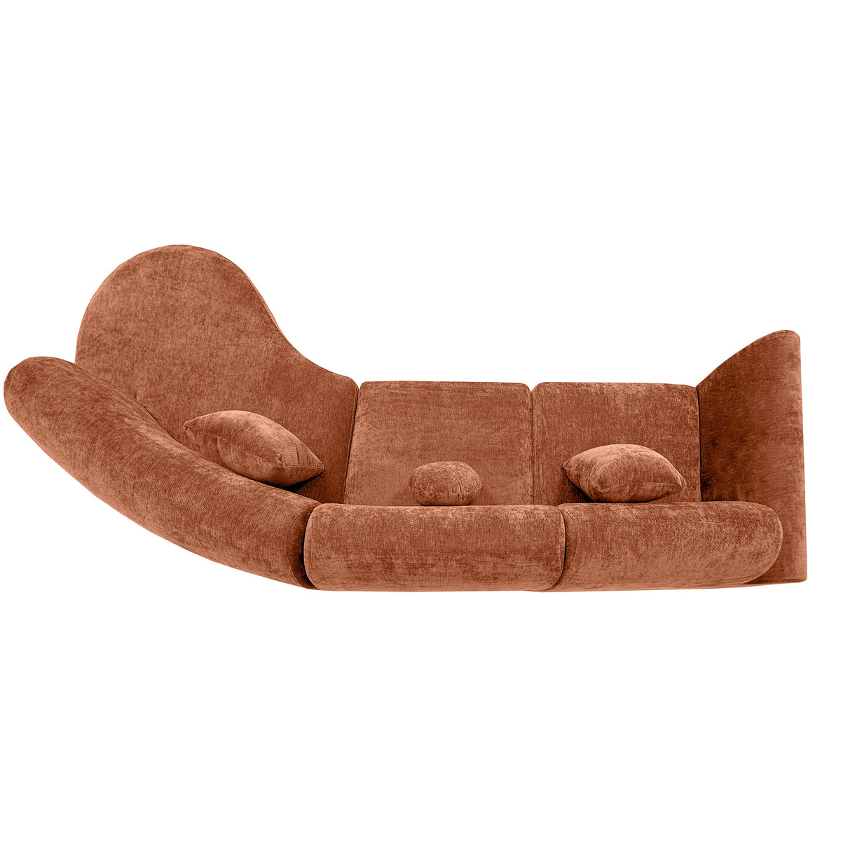 Modern Curved Sectional Sofa with Chaise Lounge - Orange or Beige