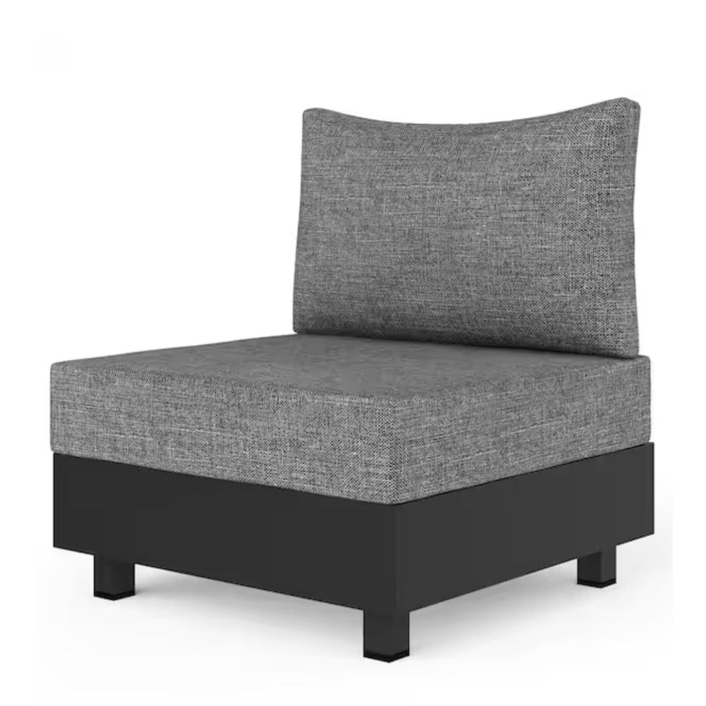 Gray Patio Sectional Set with Modular Armless Chairs and Coffee Table