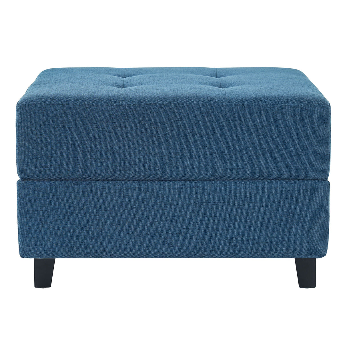 Navy Tufted Ottoman with Classic Button Detailing - Navy Blue