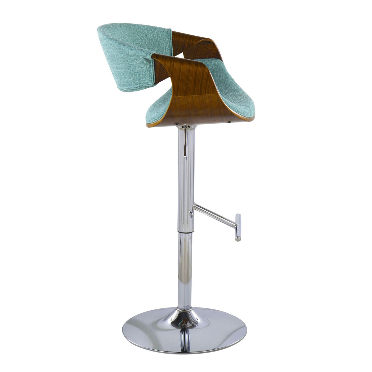 Mid Century Modern Adjustable Barstool with Swivel and T Footrest - Multiple Colors