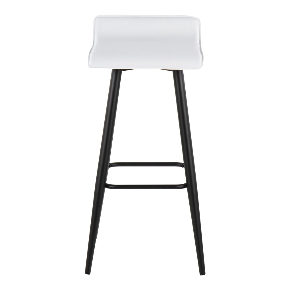 Contemporary Fixed Height Bar Stool Set with Metal Base - Pearl Silver or White