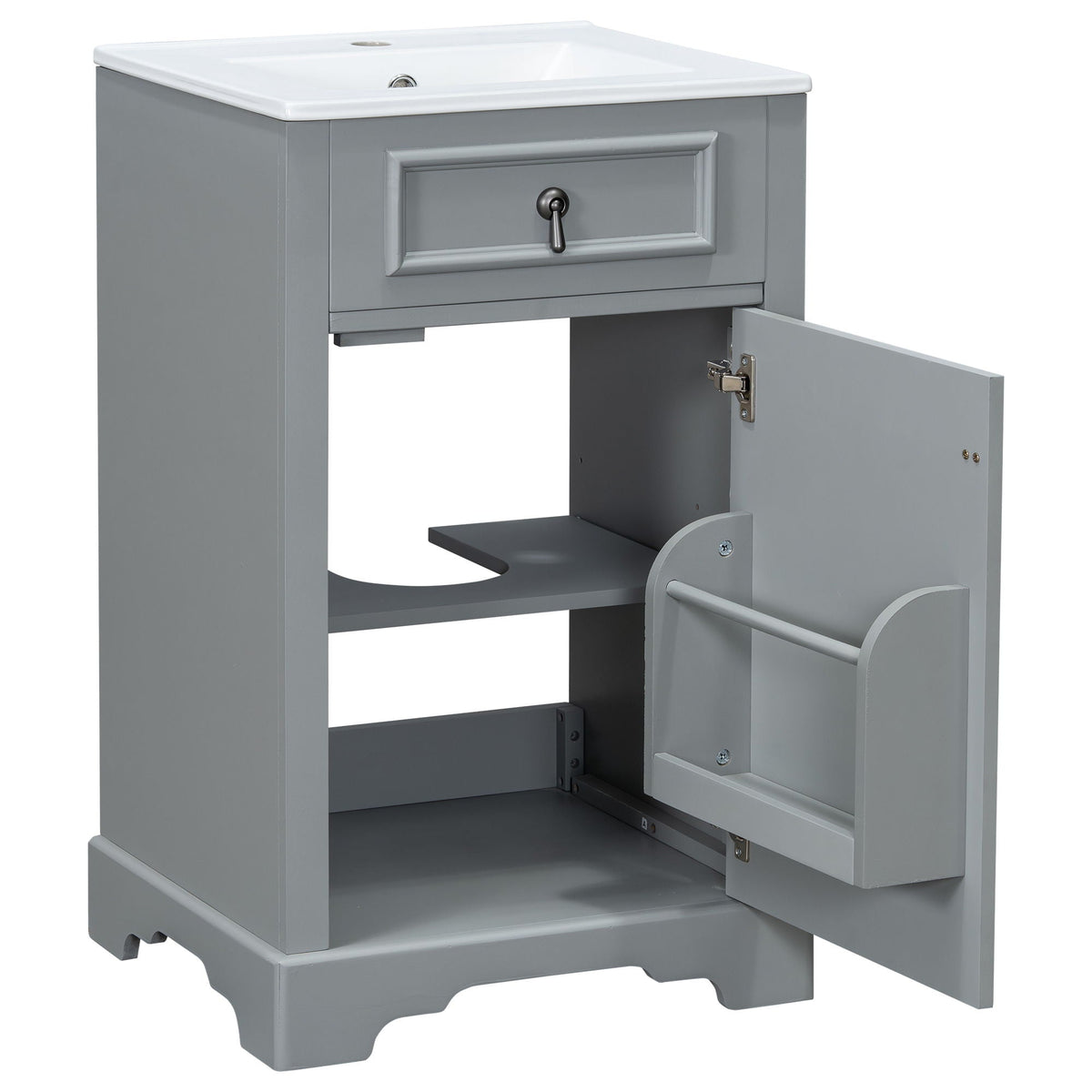 Elegant Bathroom Vanity with Ceramic Sink and Soft-Close Door - Multiple Colors