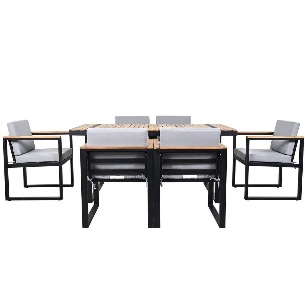 7 Piece Outdoor Dining Set with Removable Cushions - Gray or Beige