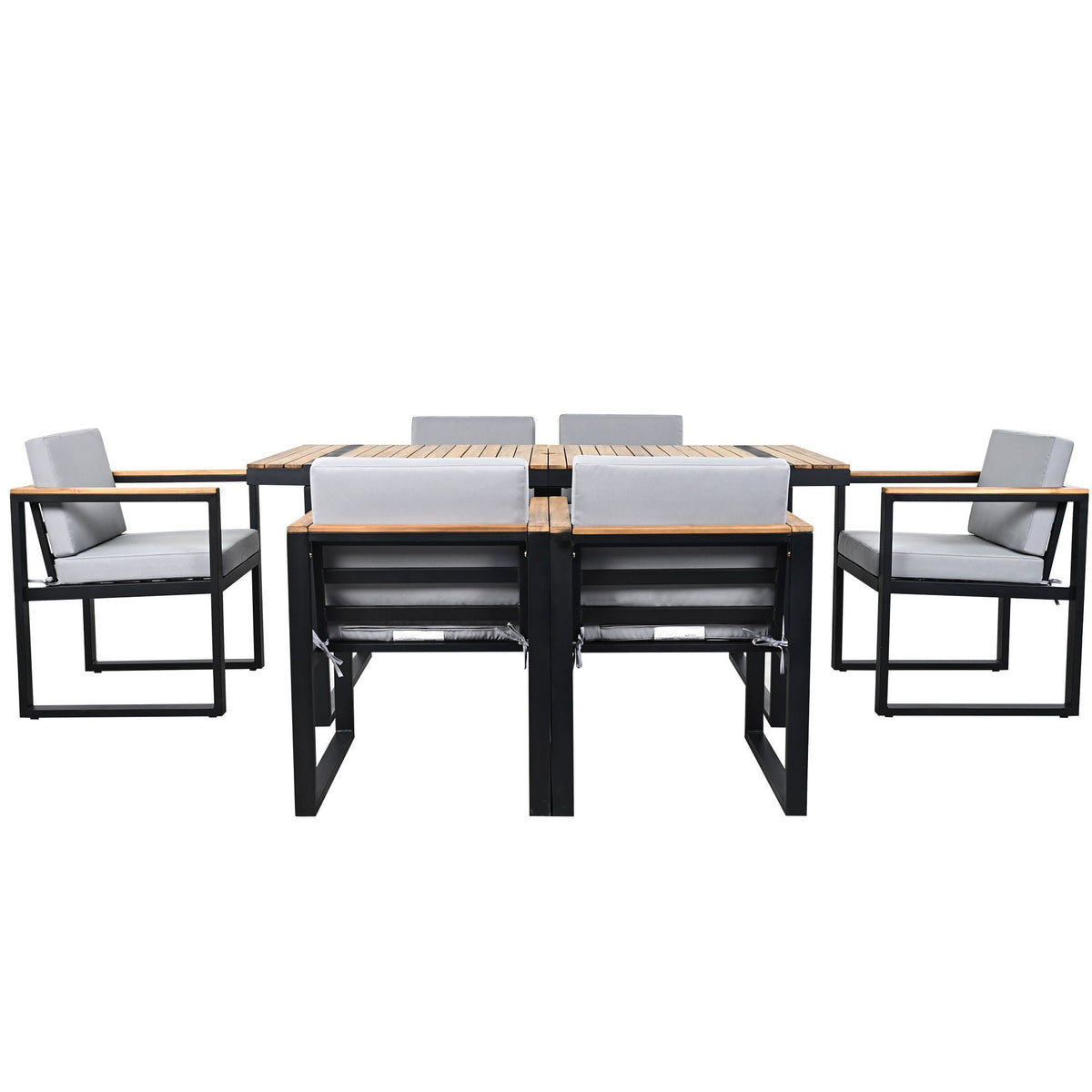 7 Piece Outdoor Dining Set with Removable Cushions - Gray or Beige