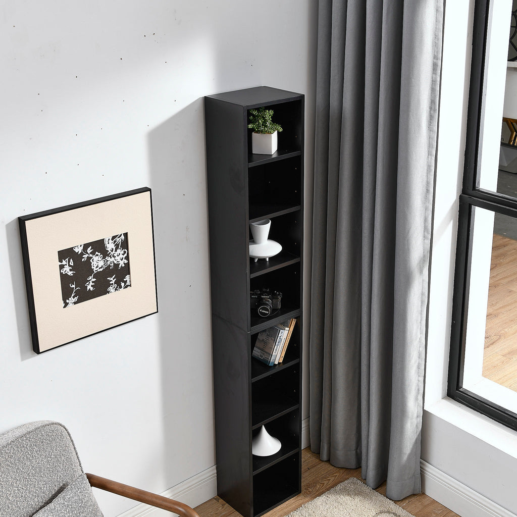 8-Tier Media Tower Rack with Adjustable Shelves - Black or Walnut