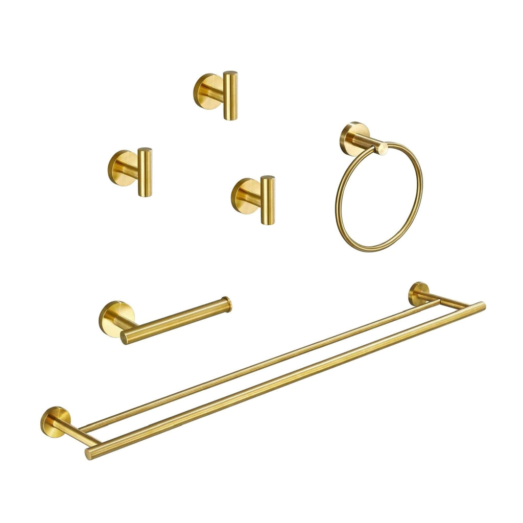 Stainless Steel 6-Piece Bathroom Accessories Set with Wall-Mounted Design