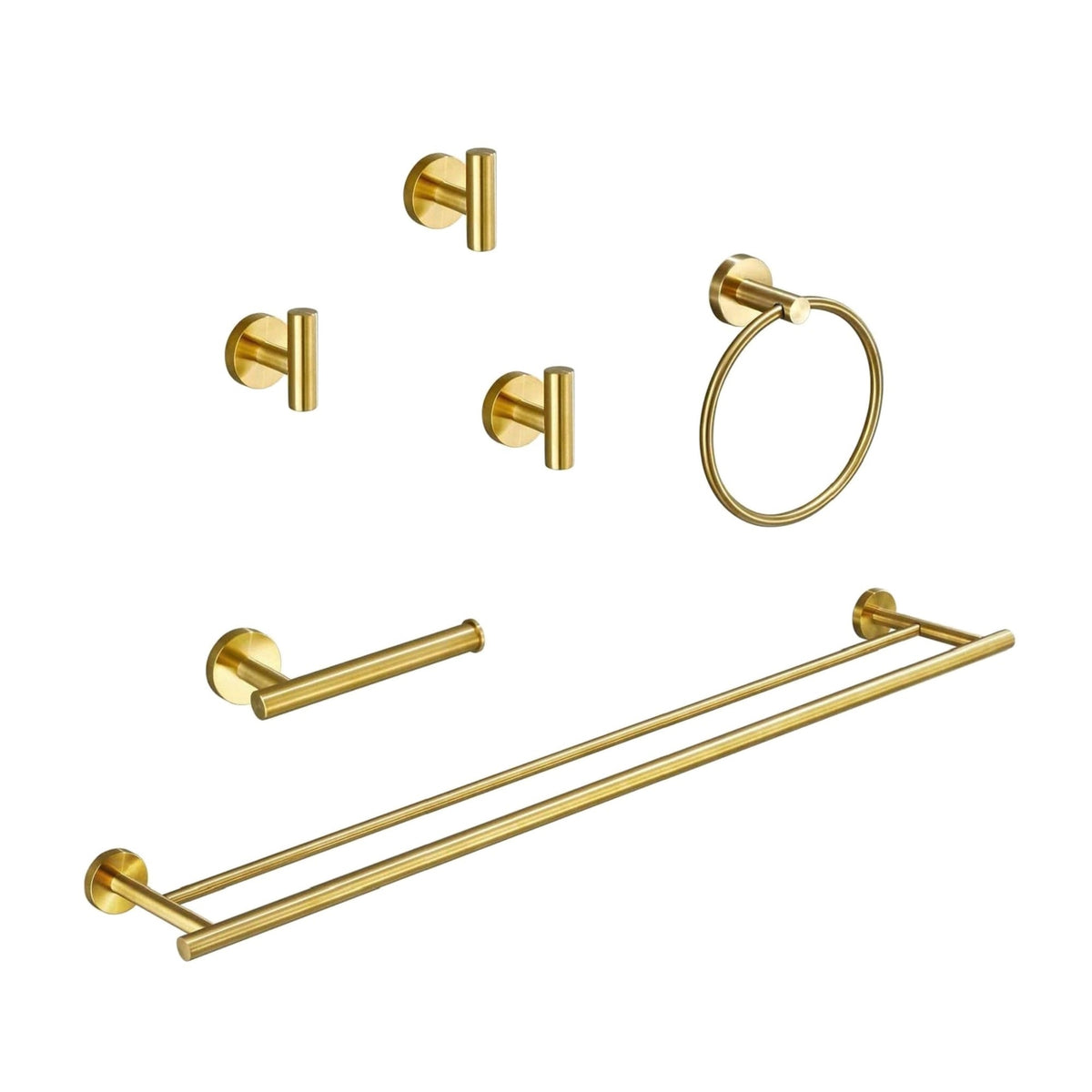 Stainless Steel 6-Piece Bathroom Accessories Set with Wall-Mounted Design