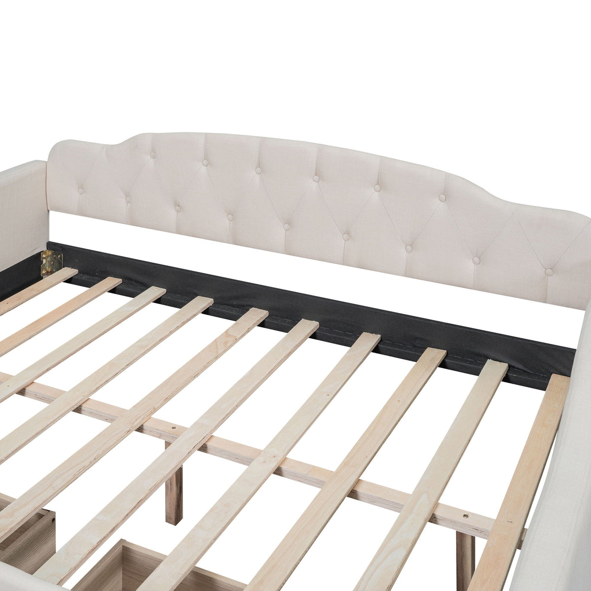 Upholstered Tufted Daybed with Storage Options - Beige