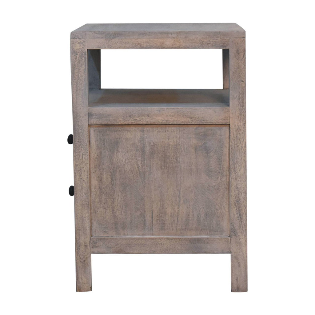 Acid Wash 2-Drawer Open Bedside Table with Open Shelf - Weathered Finish