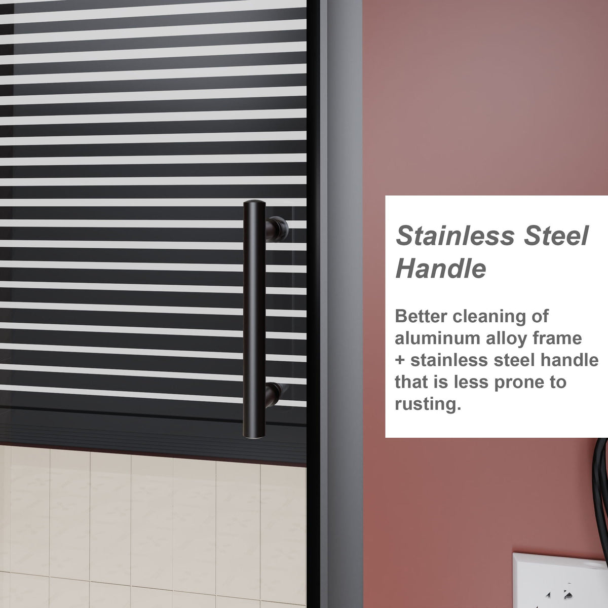 Sliding Shower Door for Bathtub with Safety Glass - Matte Black