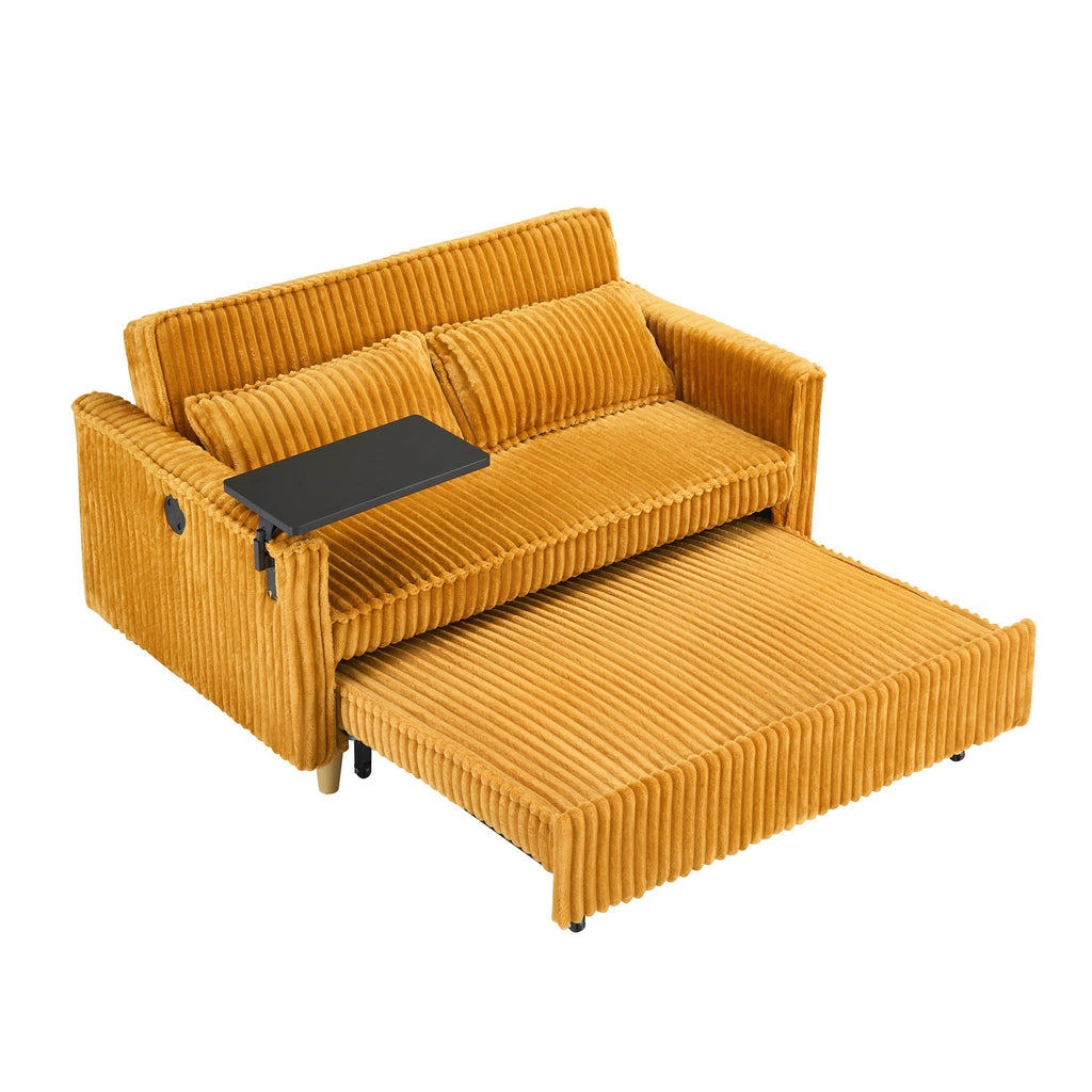 Pull Out Sofa With Movable Tabletop and USB Ports - Multiple Colors
