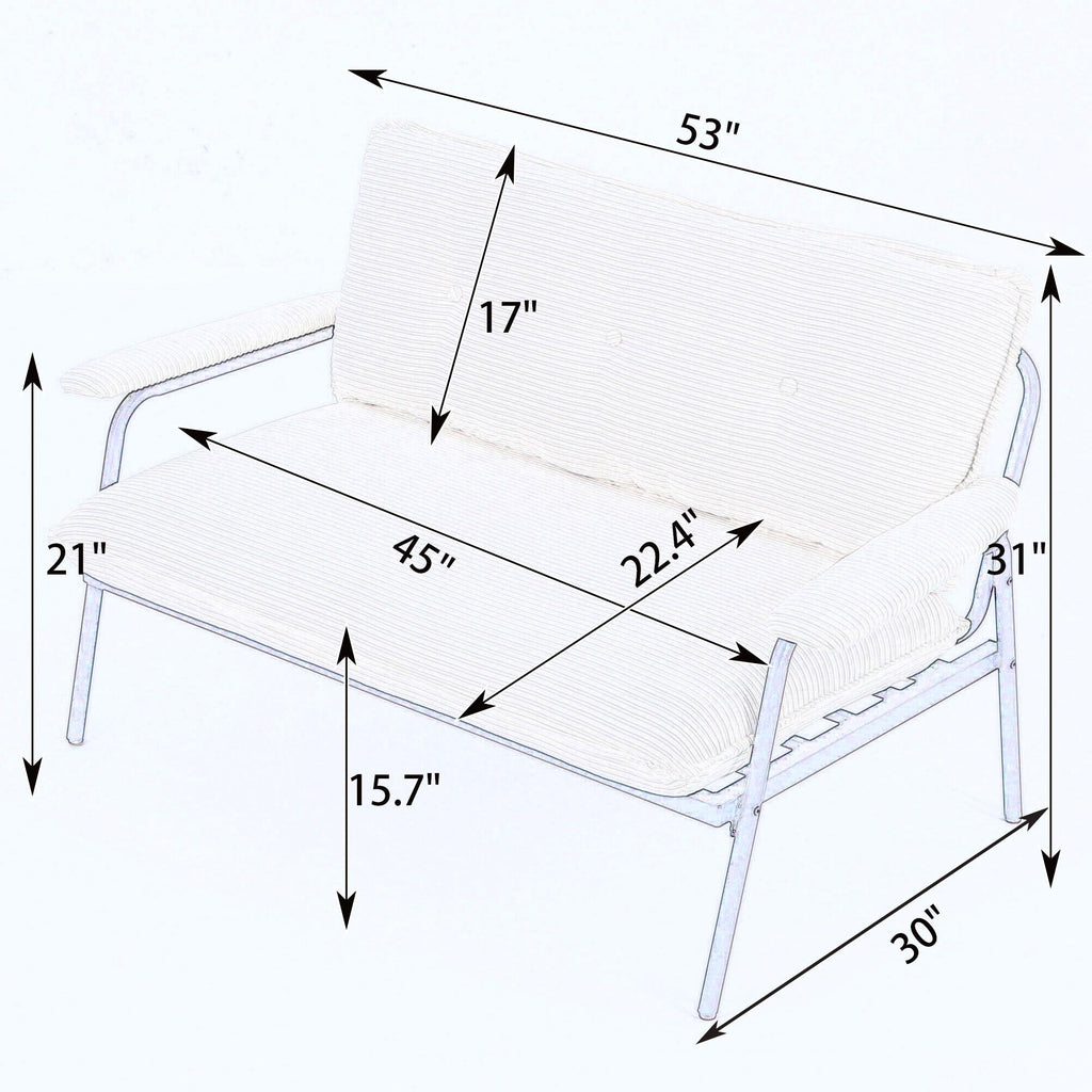 Modern Metal Frame Sofa with Sponge Filling - Beige