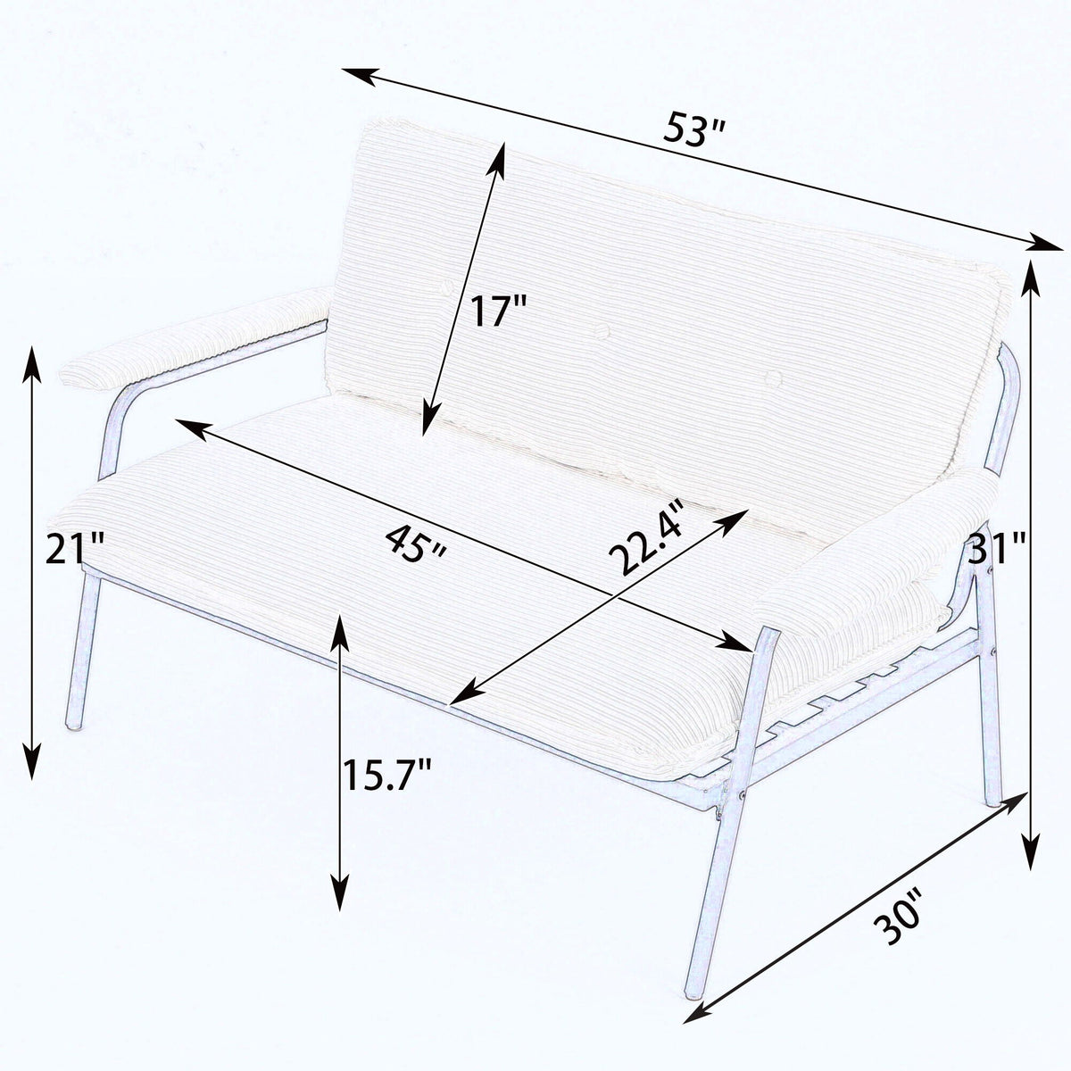 Modern Metal Frame Sofa with Sponge Filling - Beige