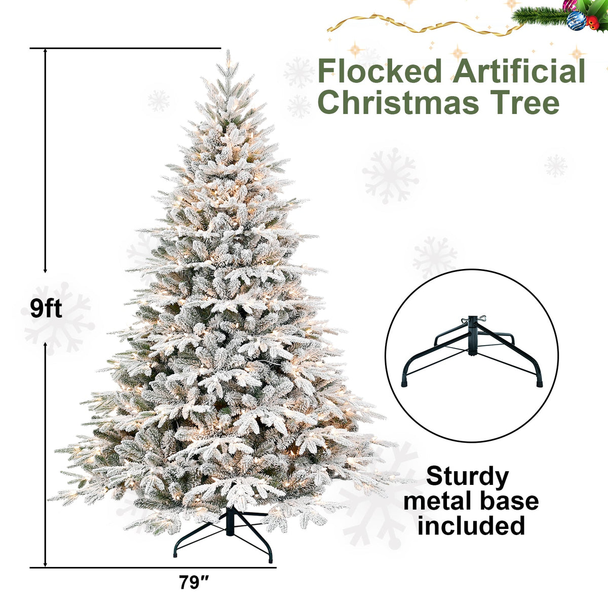 5ft Pre-Lit Flocked Artificial Christmas Tree with 300 Warm Lights