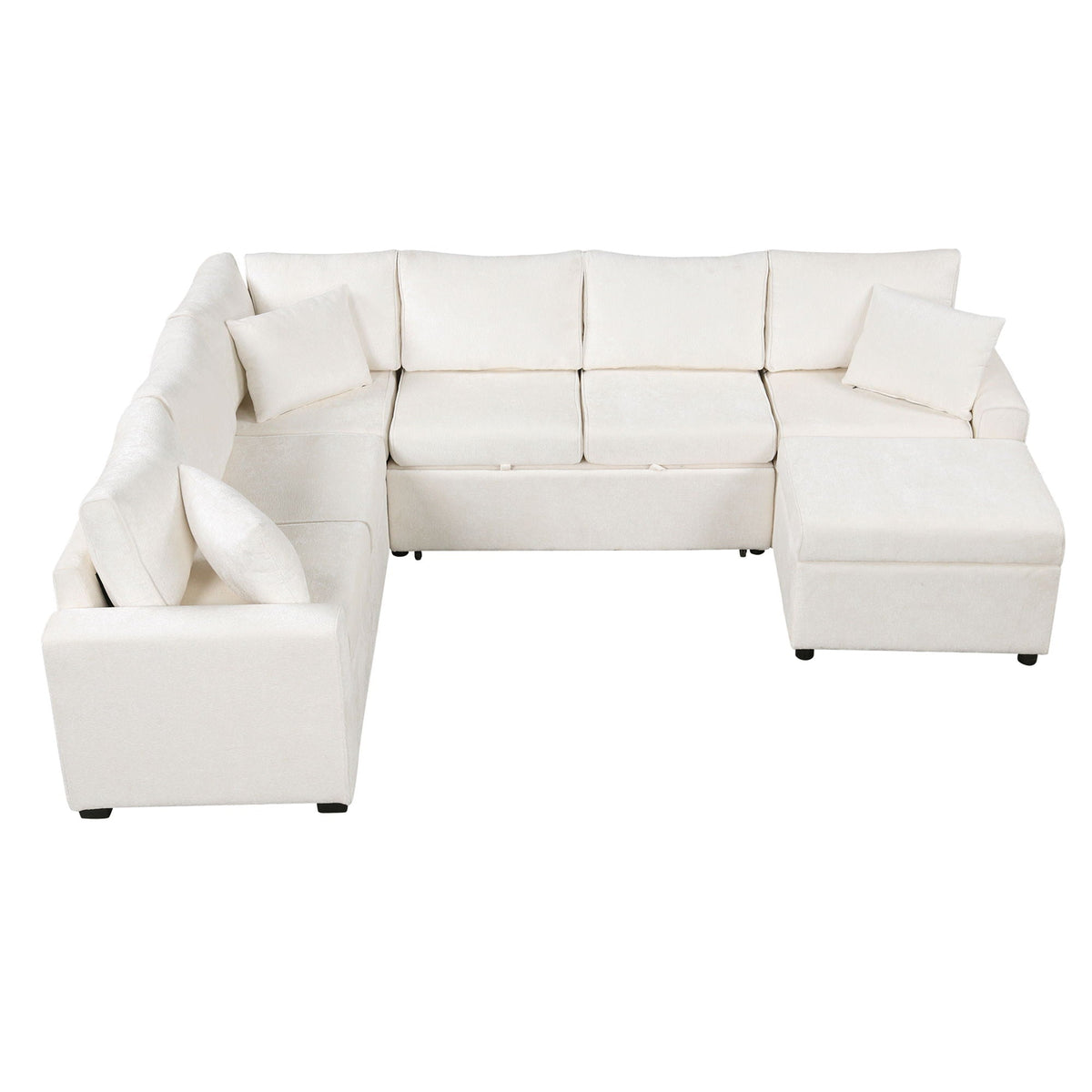 Sleeper Sectional Sofa with Storage Ottoman and USB Charging - White or Dark Gray
