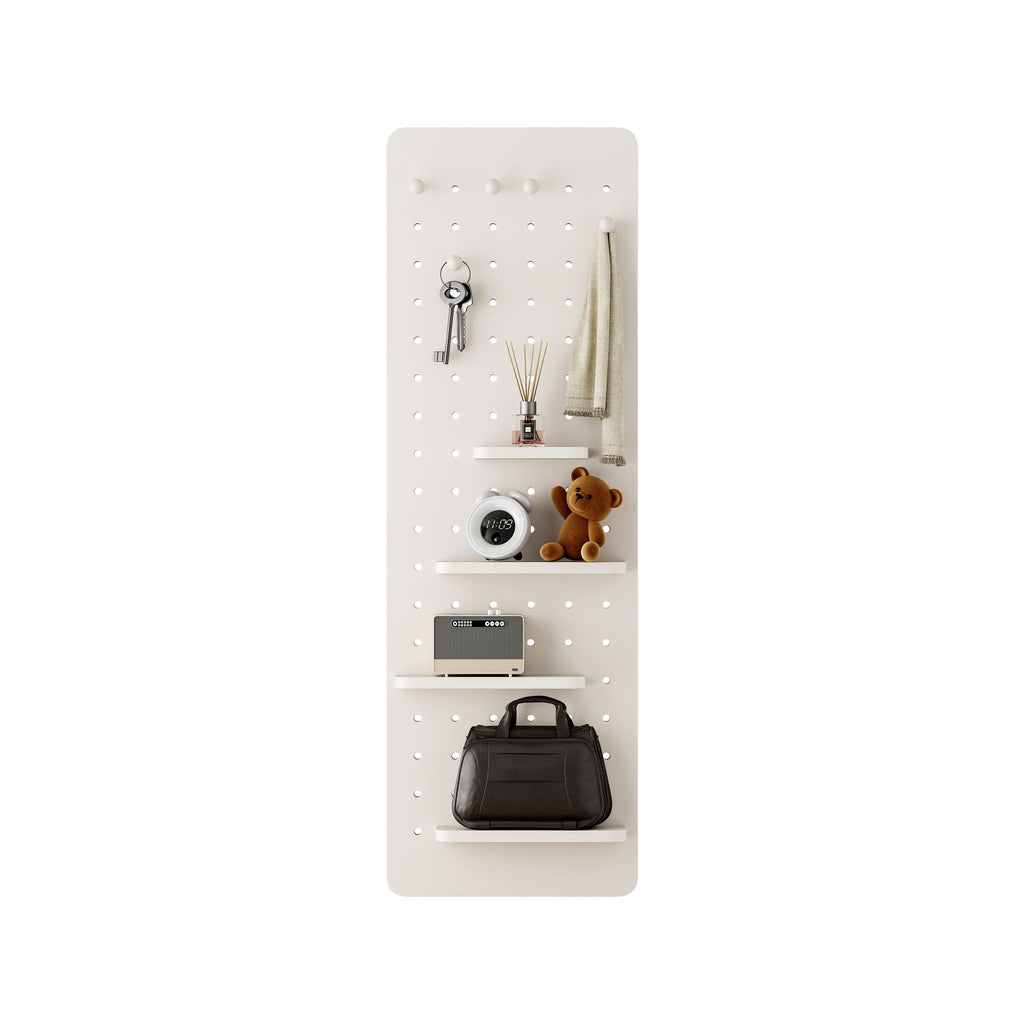 Full Length Wall Mounted Mirror with Shelf and Hook - Dark Brown, White, or Light Brown