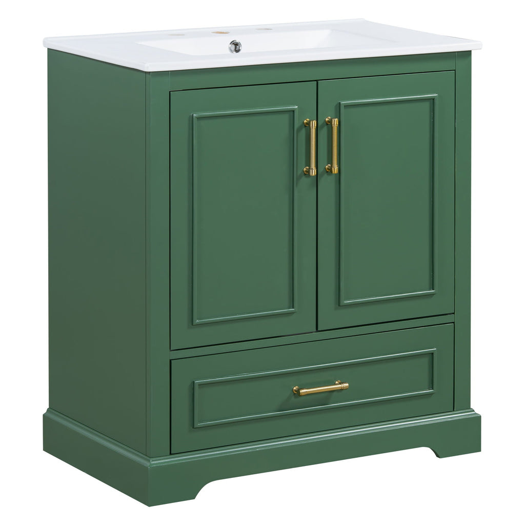 Bathroom Vanity with Sink and Soft Close Doors - White, Black, Green, or Gray