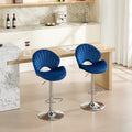 Adjustable Bar Stools Set of 2 with Back and Footrest - Navy