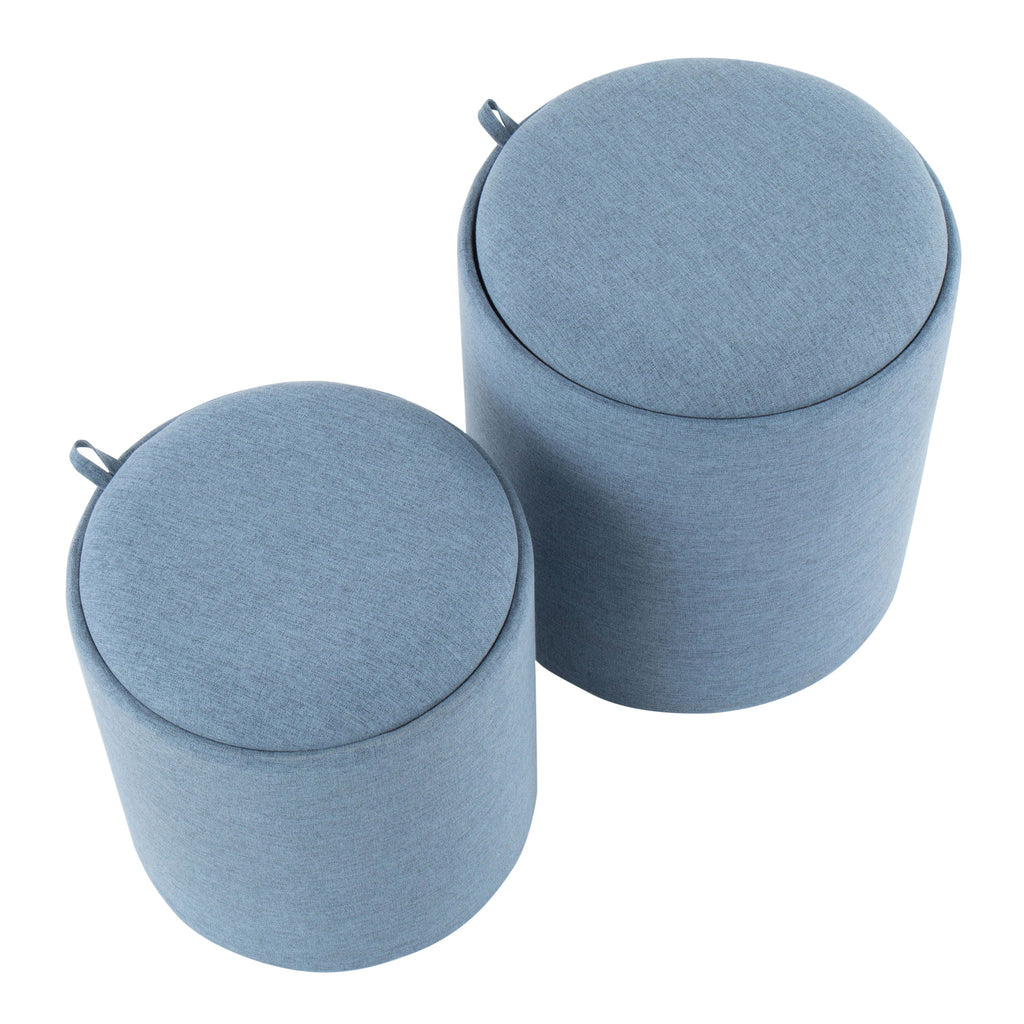 Contemporary Nesting Ottoman Set with Flip Tray Top - Multiple Colors