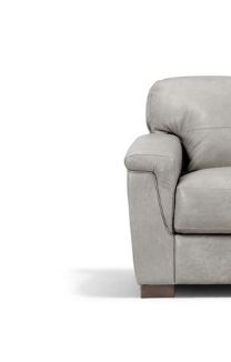 Gray Leather Arm Chair Cornelia with Sturdy Wood Frame - Gray