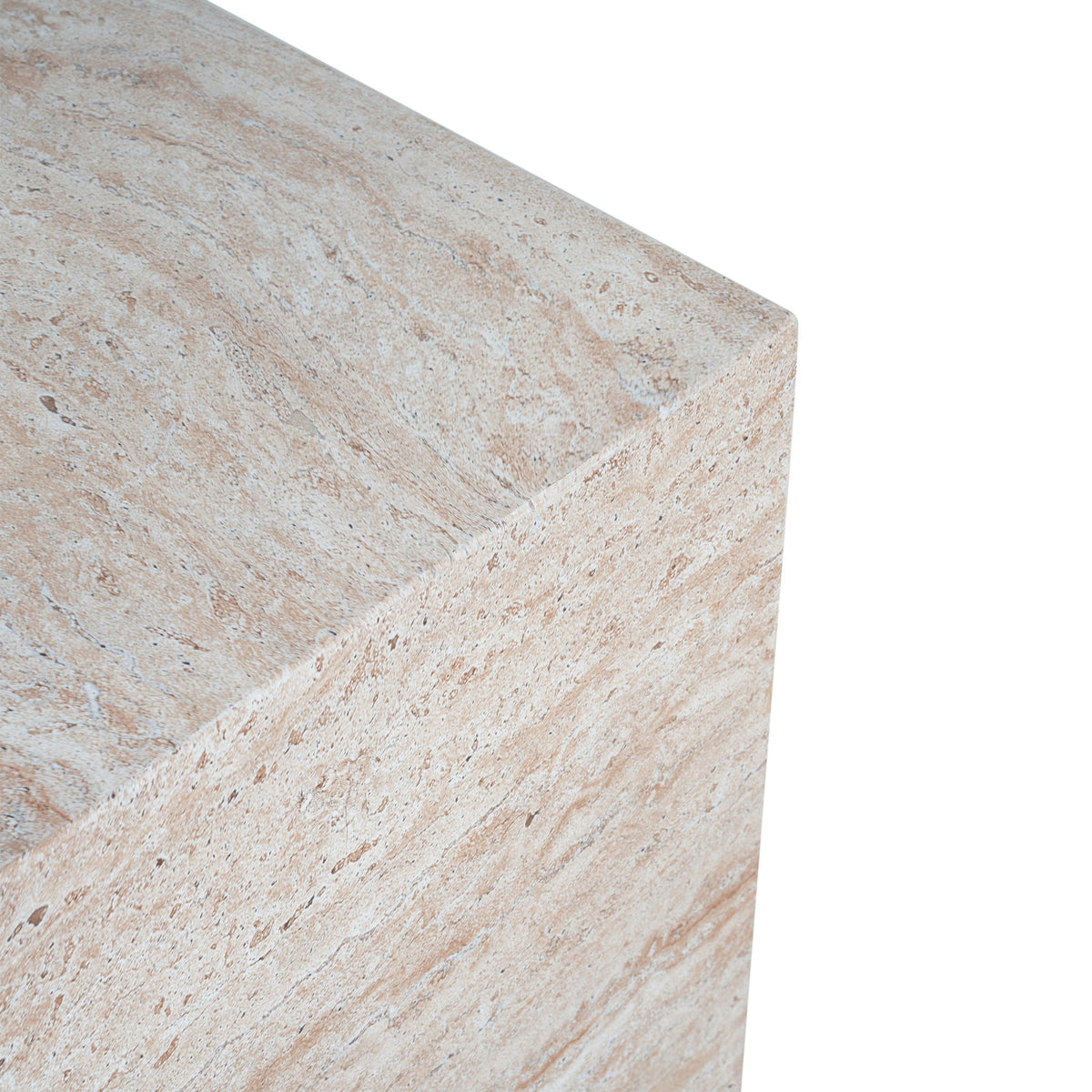 Square Lightweight Side Table with Travertine Finish - Gray or Beige