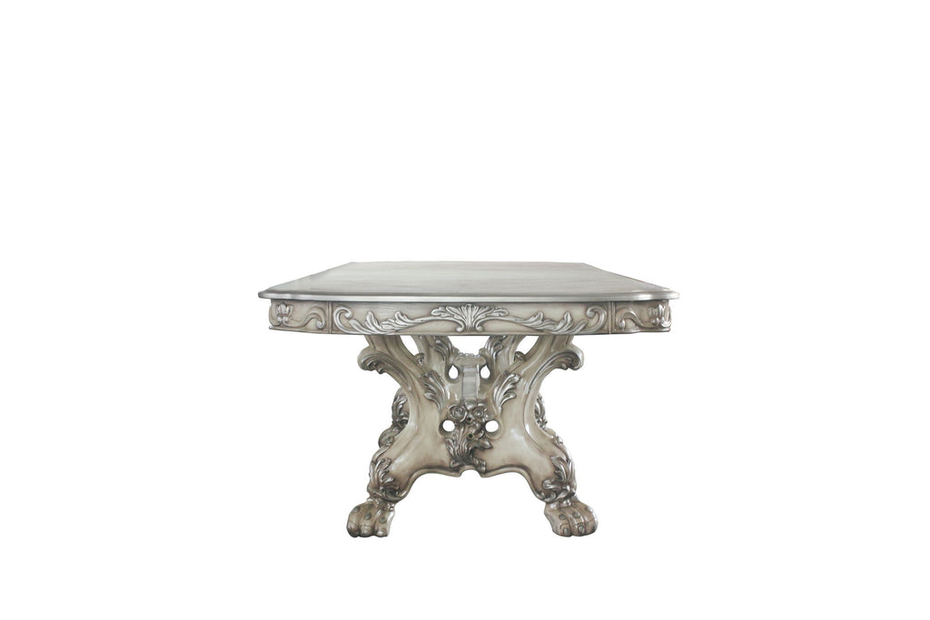 Dresden Elegant Dining Table with Wood Construction - Pearl Silver or Dark Brown