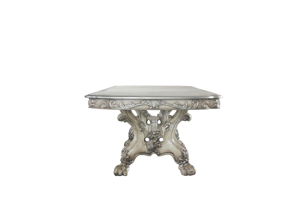 Dresden Elegant Dining Table with Wood Construction - Pearl Silver or Dark Brown