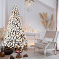 6ft Flocked Pre-Lit Christmas Tree with 300 Warm White Lights - Snow Effect