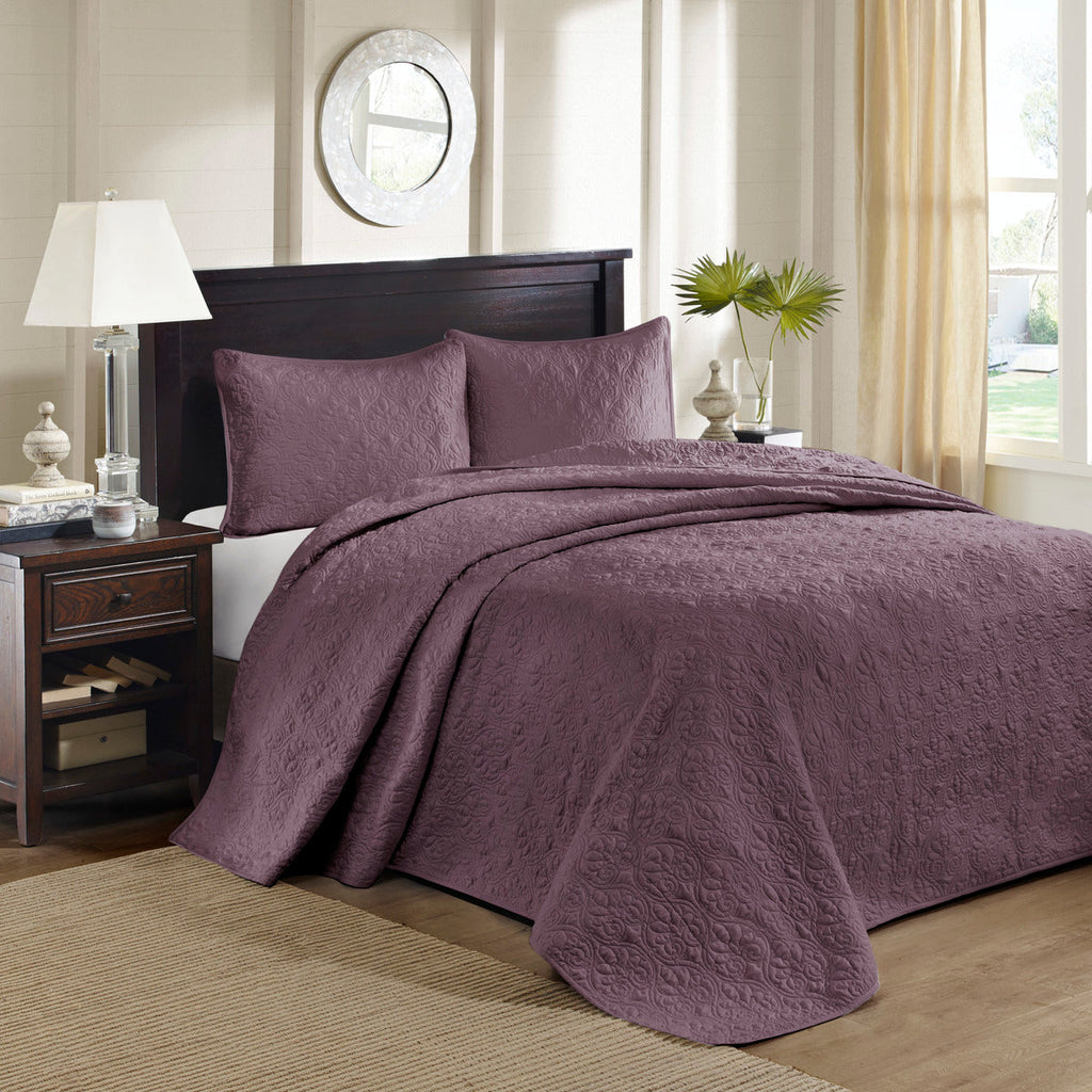 Reversible Quilt Set with Classic Stitch Pattern – Purple
