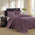 Reversible Quilt Set with Classic Stitch Pattern – Purple