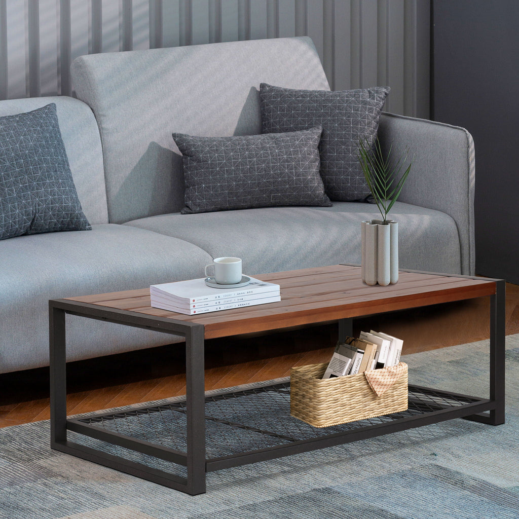 Console Coffee Table with Reclaimed Wood Finish - Natural
