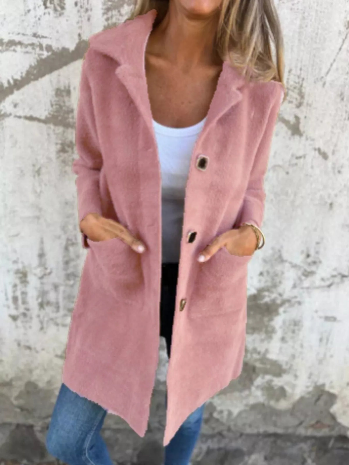 Full Size Button-Down Long Sleeve Longline Coat Plus Size
