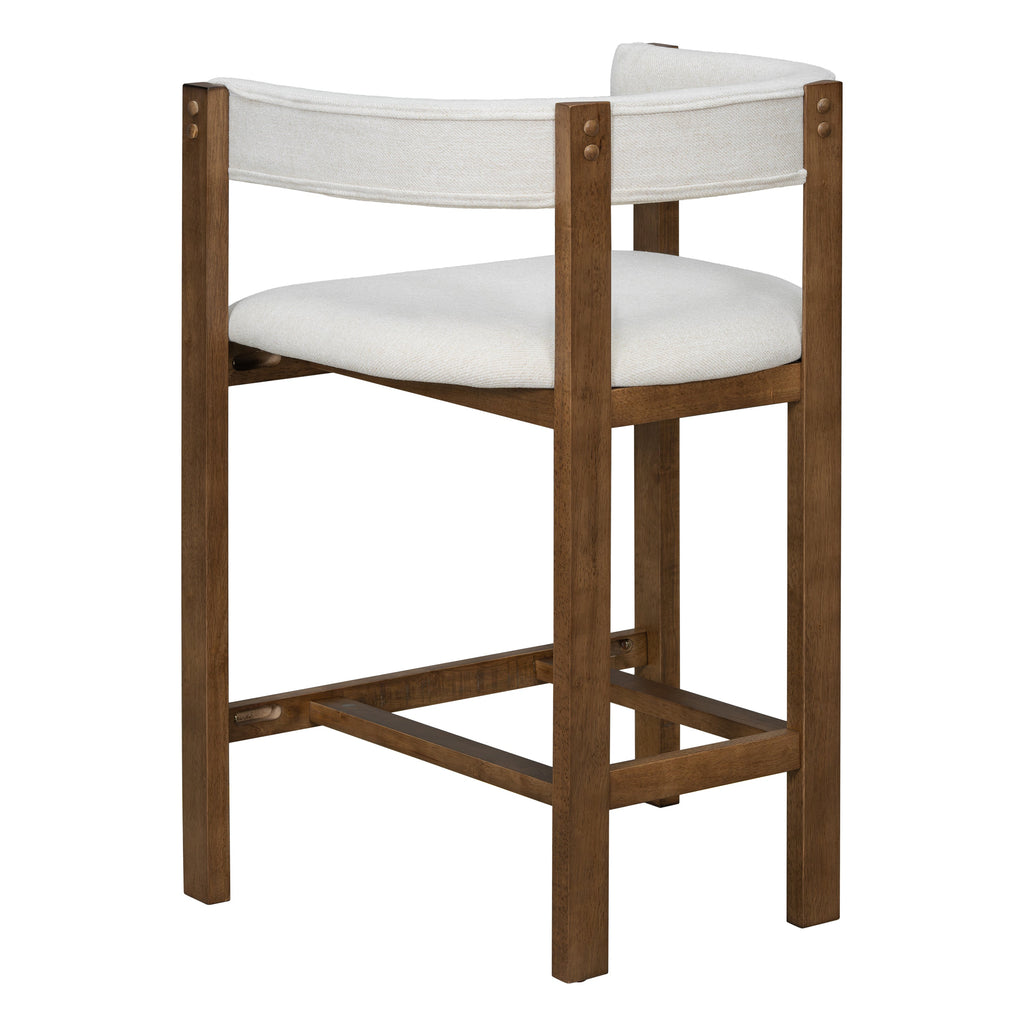 Solid Rubberwood Counter Stools with Cutout Barrel Back - Set of 2