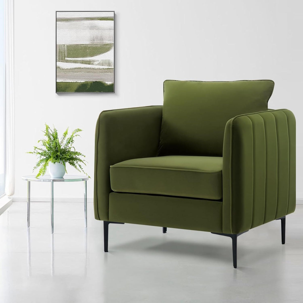 Accent Chair with Removable Pillow - Dark Green or Dark Red