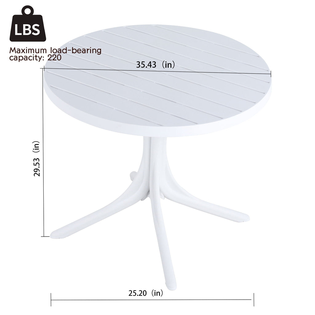 Modern Round Dining Table with Waterproof, UV-Resistant Finish - White