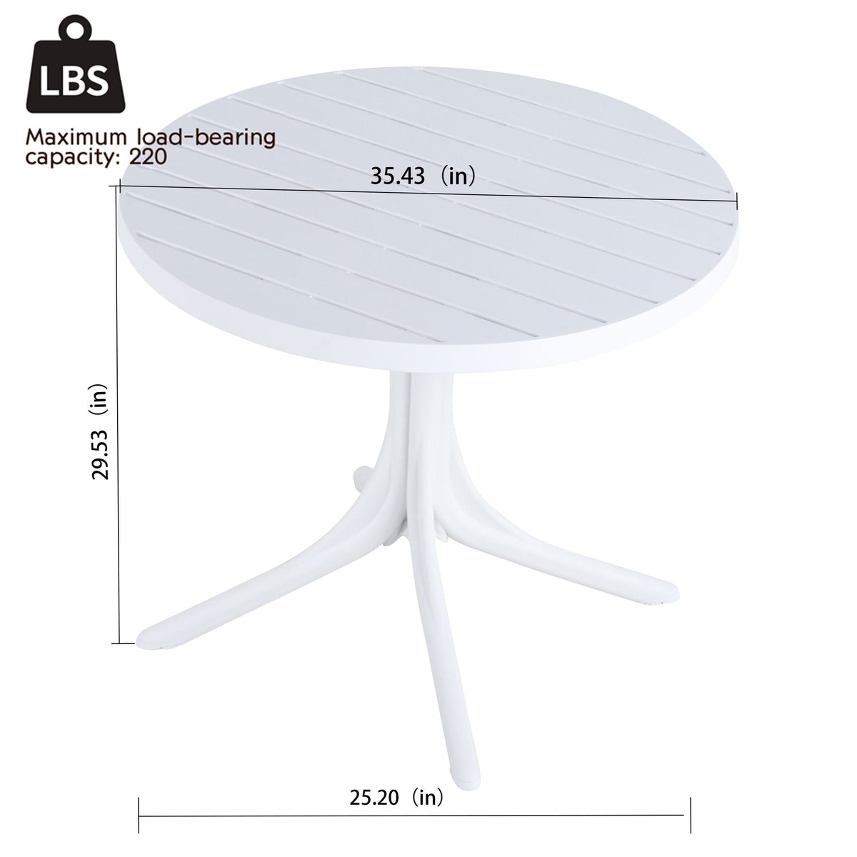 Modern Round Dining Table with Waterproof, UV-Resistant Finish - White