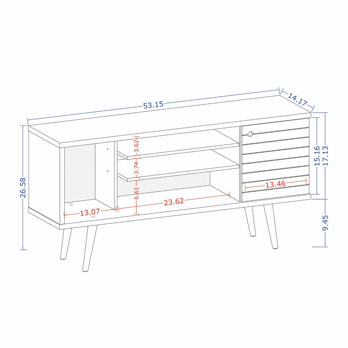 Free Standing Design TV Stand with Storage - Yellow, Light Blue, White