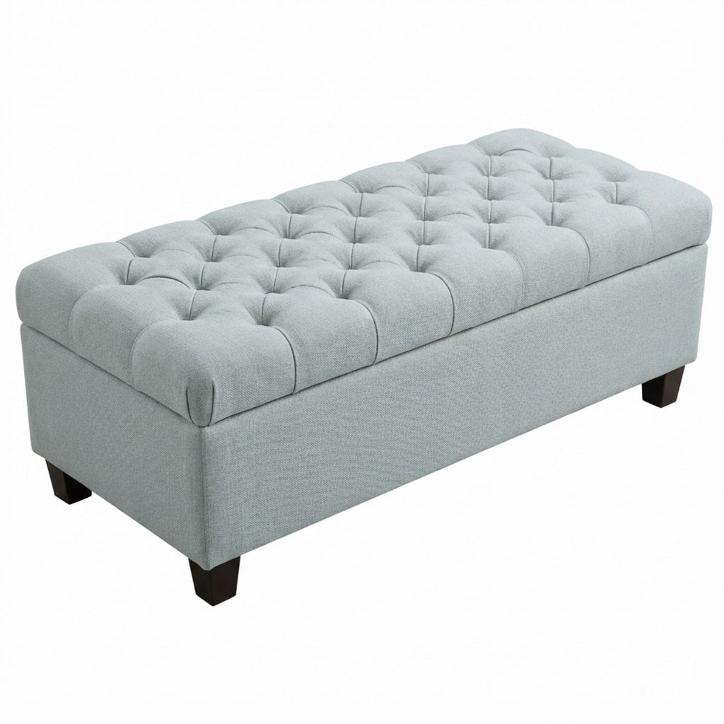 Storage Ottoman Bench with Safety Hinges - Faux Leather or Fabric