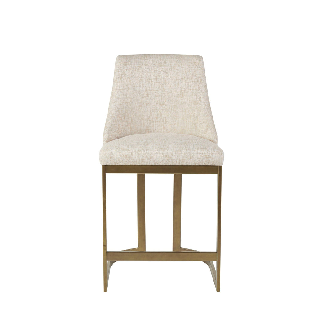 Upholstered Counter Stool with Metal Base – Cream