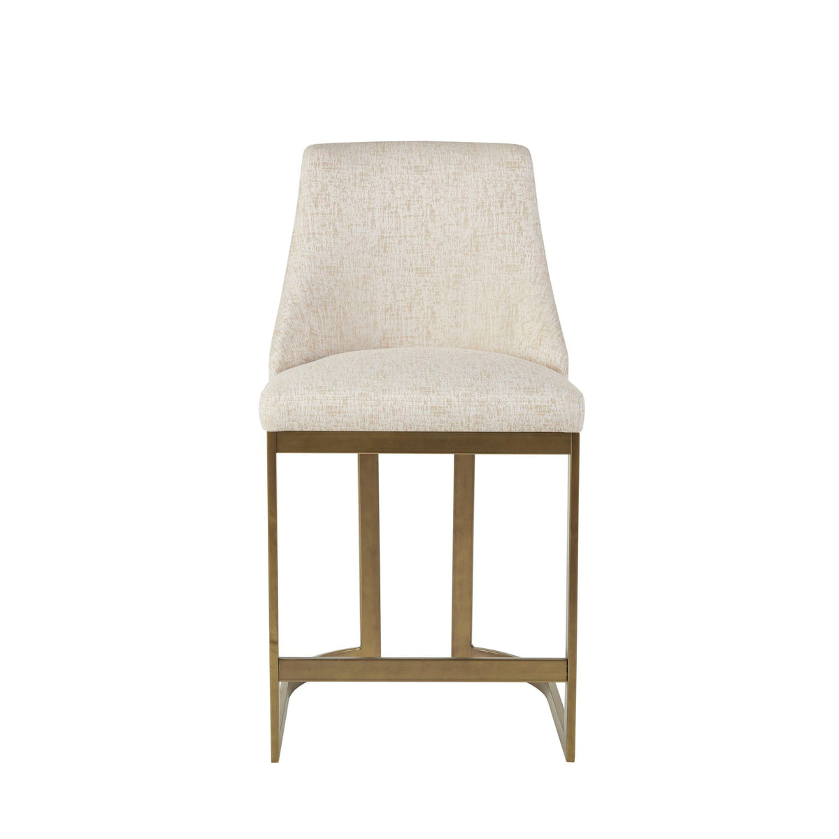 Upholstered Counter Stool with Metal Base – Cream