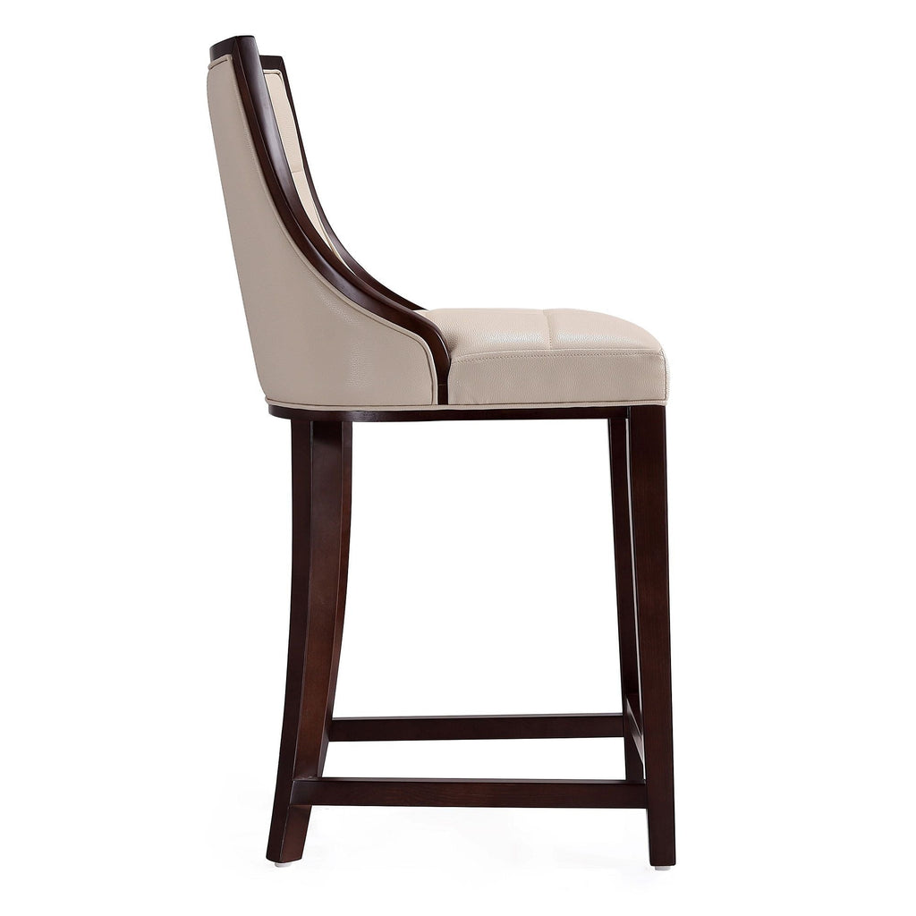 White Bar Height Stool with Solid Wood Frame - Traditional Design