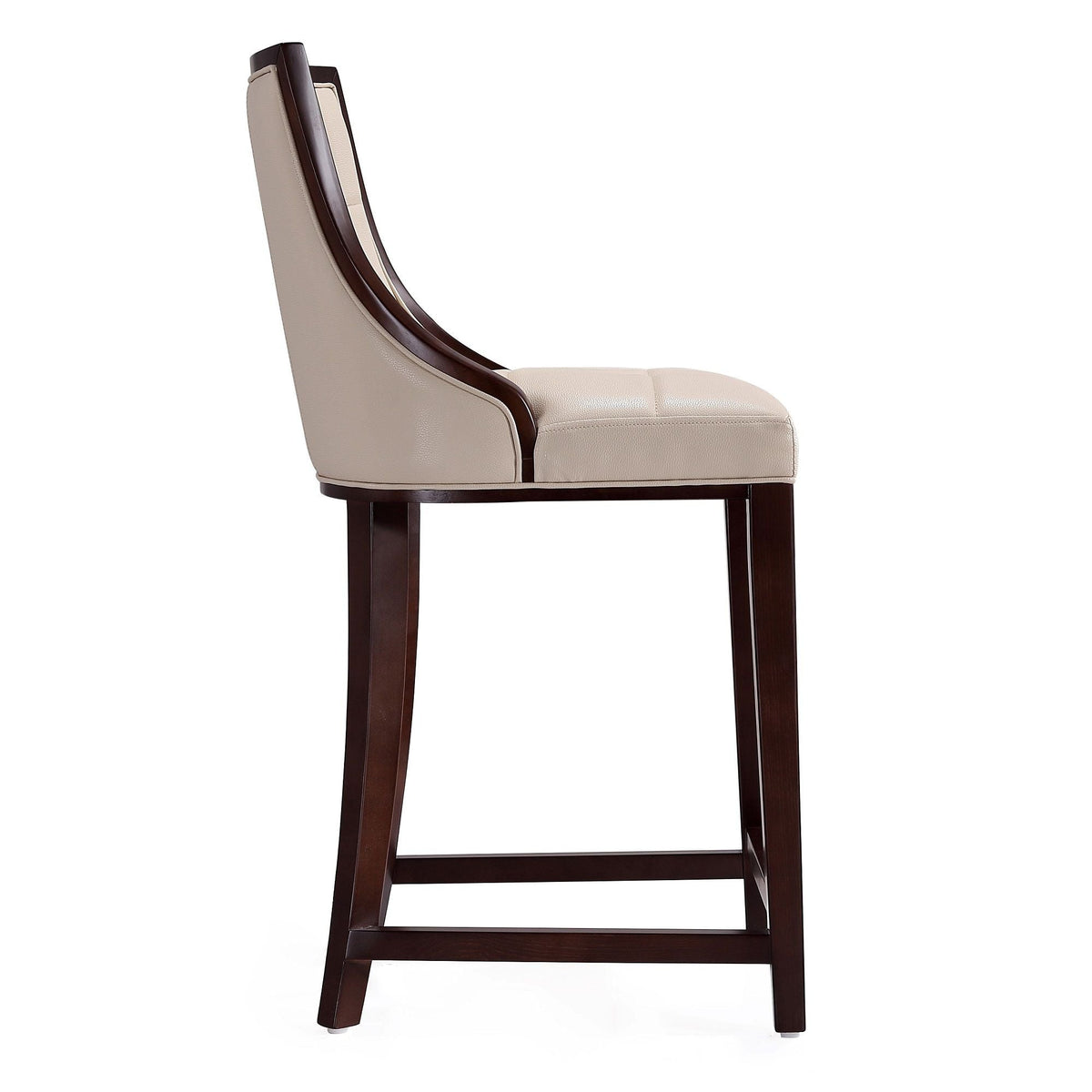 White Bar Height Stool with Solid Wood Frame - Traditional Design
