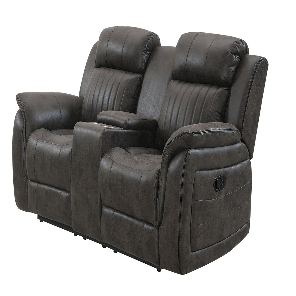 Steban Console Reclining Loveseat with Storage - Gray