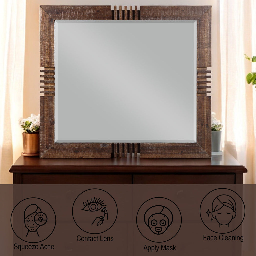 Reclaimed Oak Mirror with Beveled Glass - Oak