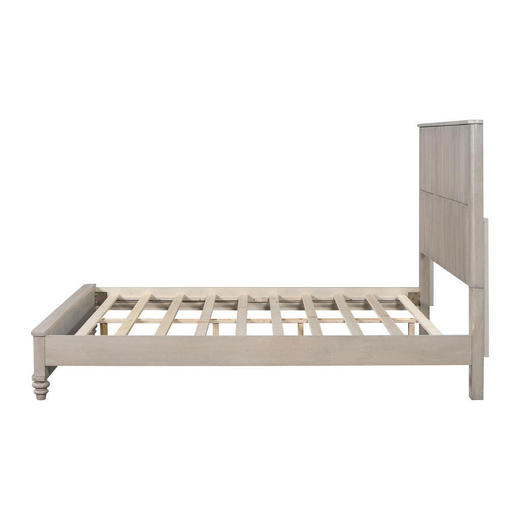 Platform Bed Frame with Tall Headboard - Solid Wood, Queen & King Sizes