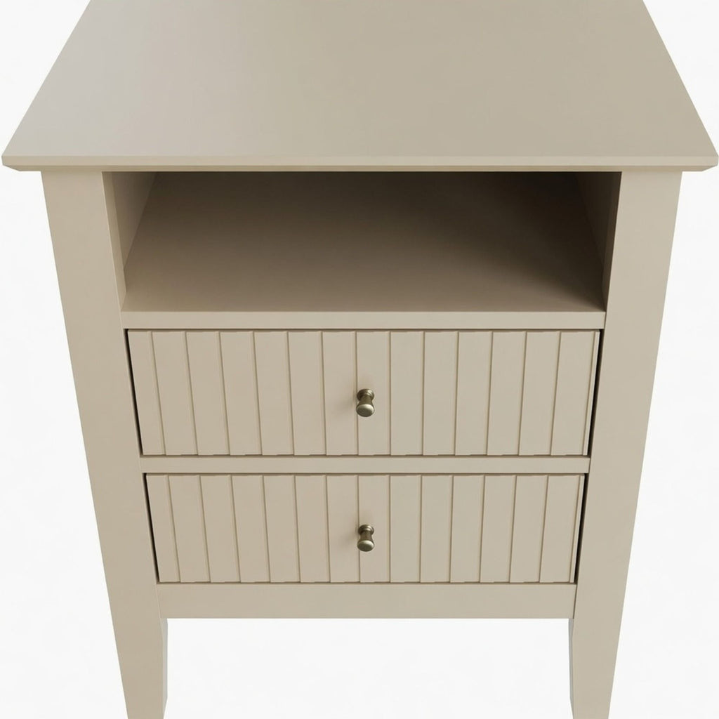 Fluted Nightstand with 2 Drawers and Soft-Close Slides - Multiple Colors